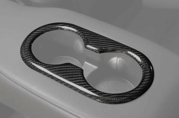 Carbon Fiber Rear Seat Cup Holder Cover - Tesla Model 3 - Image 2