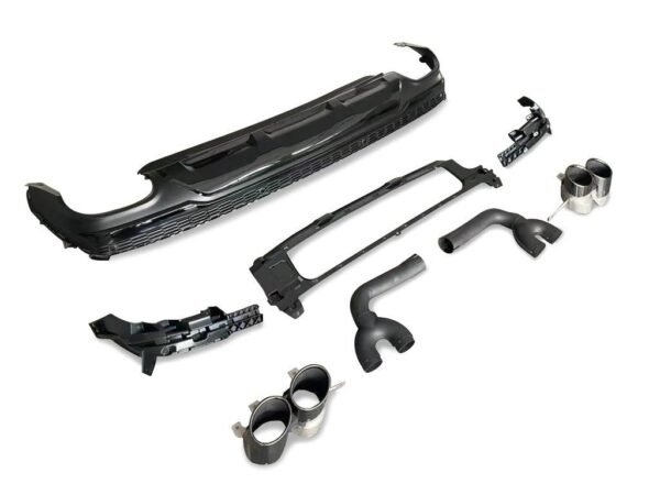 Gloss Black Rear Diffuser w/ Quad Tips - Audi Q7 S Line - Image 2